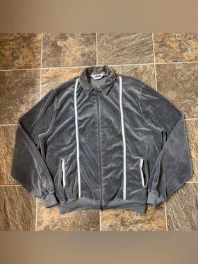 Tundra Charcoal Velour Zip Jacket with White Stripes Sz 2XLT